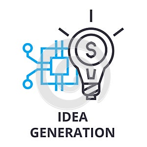 Idea generation thin line icon, sign, symbol, illustation, linear concept, vector