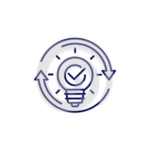 idea generator line icon on white, vector