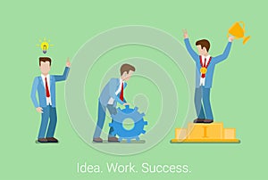 Idea hard work success win business isometric flat 3d vector