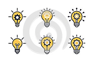 Idea Icon Bundle Set in Silhouette Style Vector Design for Innovation Creativity and Brainstorming Symbols