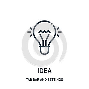 idea icon vector from tab bar and settings collection. Thin line idea outline icon vector illustration