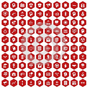 100 idea icons hexagon red