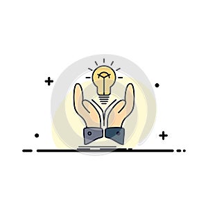 idea, ideas, creative, share, hands Flat Color Icon Vector