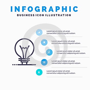 Idea, Innovation, Invention, Light bulb Line icon with 5 steps presentation infographics Background