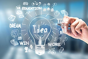 Idea, innovation and leadership concept