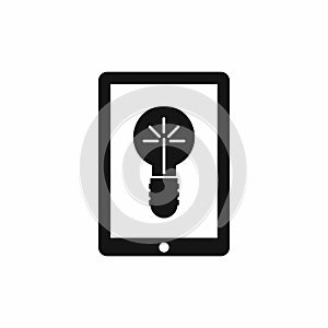 Idea lamp on gadget screen icon, simple style