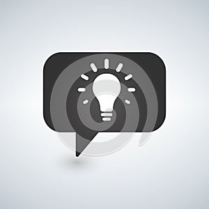 Idea lamp with Speech bubbles simple icon. Communication sign. Light bulb symbol. Vector