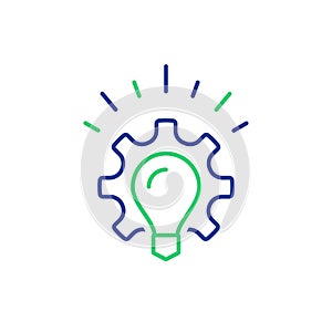 Idea light bulb and cogwheel, new technology, innovation concept, smart solution