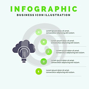 Idea, Light, Bulb, Focus, Success Solid Icon Infographics 5 Steps Presentation Background