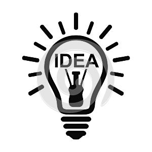 Idea light bulb line icon with rays. Creativity symbol isolated on a white background.