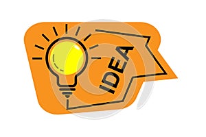 Idea light bulb on speech bubble. Creative Idea message bubble with Light bulb. quick tips badge. Idea or tooltip trivia. Great