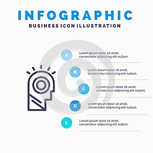 Idea, Light, Man, Hat Line icon with 5 steps presentation infographics Background