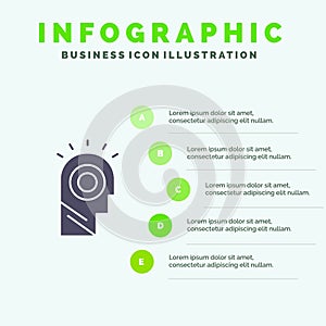 Idea, Light, Man, Hat Solid Icon Infographics 5 Steps Presentation Background