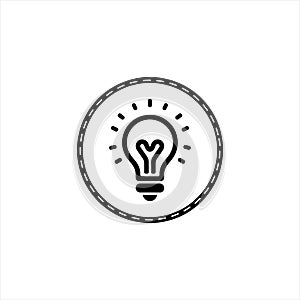 Idea Lightbulb Icon with Dashed Circle - Innovation Concept