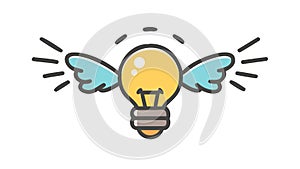 Idea Lightbulb with Wings, Creative Inspiration Vector, vector design Generative AI