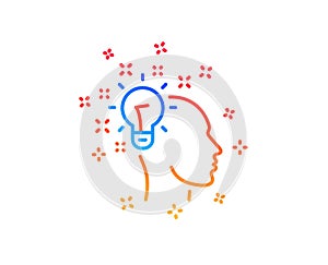 Idea line icon. Human head with light bulb sign. Vector