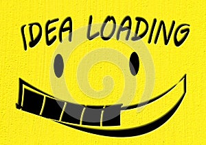 idea loading concept and loading bar on yellow background. Big idea, innovation and creativity.