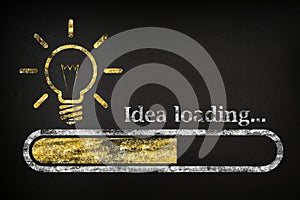 Idea loading concept suitable. Progress bar loading a new idea, for business and career. A loading bar on a blackboard in