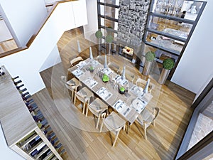 Idea of loft style dining room