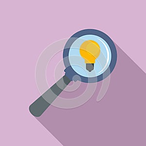 Idea magnify glass icon, flat style