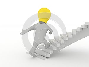 Idea man walking up stairs