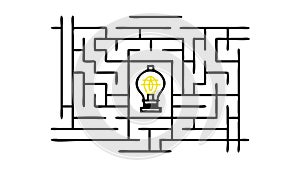 Idea Maze Lightbulb Icon, Problem Solving Concept, vector design Generative AI