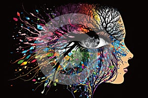 Idea neural networks. Abstract brain plasticity concept. Spread and growing of new brain neural connections. Generative AI