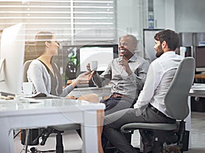 That idea is perfect. Shot of coworkers having a chat at the office.