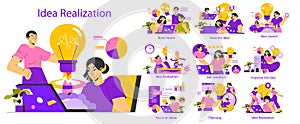 Idea Realization. Flat Vector Illustration