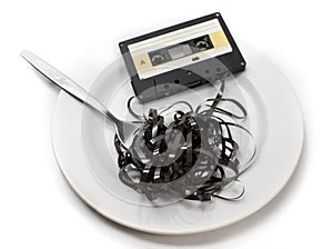 Idea of retro cassette tapes in a dish.