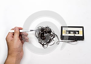 Idea of retro cassette tapes in a dish.