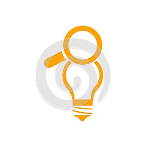 Idea , search , bulb , light , creative idea search orange icon