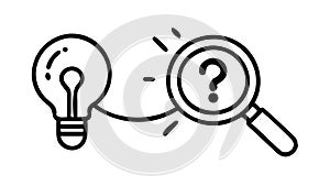 Idea Search Icon: Lightbulb with Question Mark for Problem Solving, vector design Generative AI