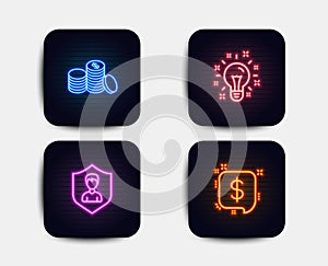 Idea, Security agency and Banking money icons. Payment message sign. Vector