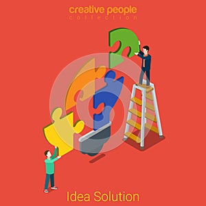 Idea solution problem lamp business flat 3d vector isometric