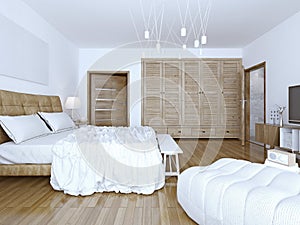 Idea of spacious high-tech bedchamber