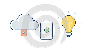 Idea Synchronization Icon Vector with Lightbulb and Cloud, vector design Generative AI
