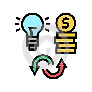 idea to money converter color icon vector illustration