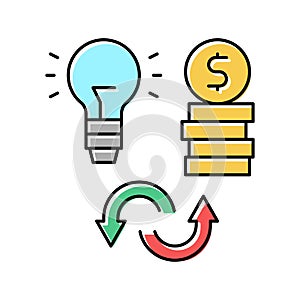 idea to money converter color icon vector illustration