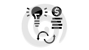 idea to money converter glyph icon animation