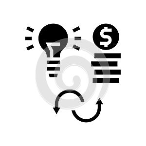 idea to money converter glyph icon vector illustration