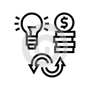 idea to money converter line icon vector illustration