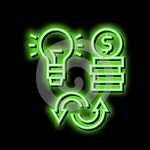 idea to money converter neon glow icon illustration