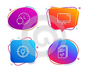 Idea, Update time and Computer icons set. Handout sign. Solution, Refresh clock, Pc component. Vector