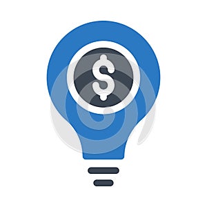 Idea glyph color flat vector icon