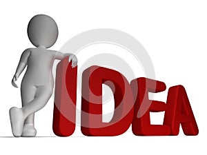 Idea Word And 3d man Shows Thoughts And Invention