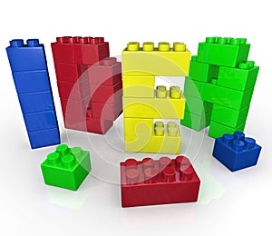 Idea Word in Toy Building Blocks Creative Play