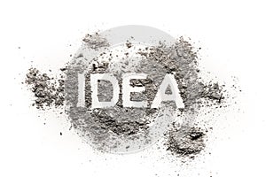 Idea word written in ash, dust, filth or dirt