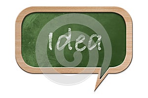 Idea written on Speech bubble shaped Blackboard