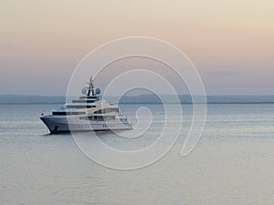 The ideal charter yacht at sunset